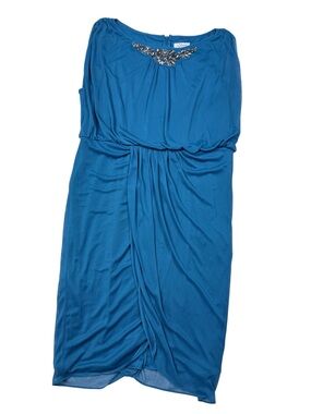 Liliana Teal-Blue Embellished Midi Dress